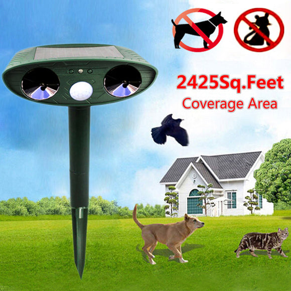 GreatHouse Ultrasonic Solar Power Cat Dog Repeller Outdoor Garden Animal Scarer