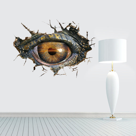 Miico Creative 3D Eye of Dinosaur Broken Wall PVC Removable Home Decor Sticker