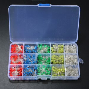 750 Pcs 3mm LED Diode Yellow Red Blue Green White Assortment Light DIY Kit