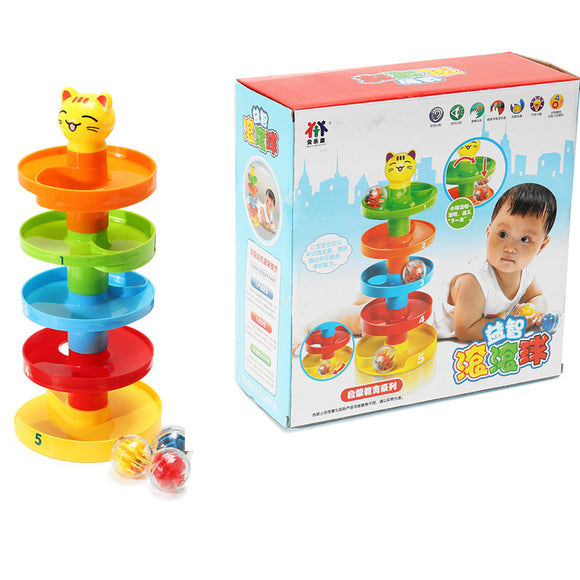 Stack Layers Tower Ramp Billowed Roll Ball Bell Toy Set Infant Developmental Educational Toys