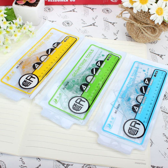 4 Pcs Catoon Rulers Set For Home Office Scool Student Drawing Random