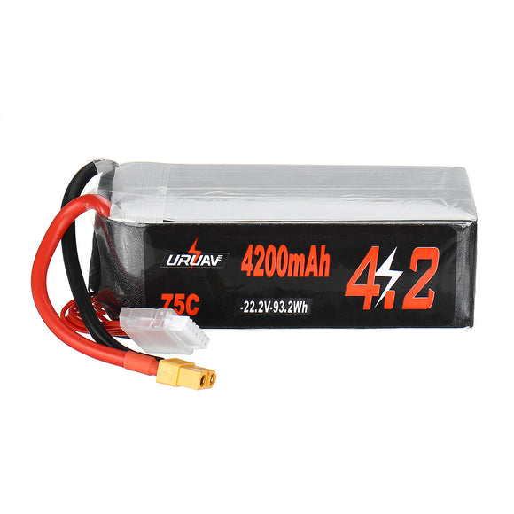 URUAV 22.2V 4200mAh 75C 6S Lipo Battery XT60 Plug for RC Racing Drone Helicopter Airplane Car