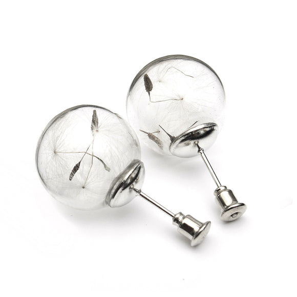 Cute Glass Bottle Bubble Dandelion Stud Earrings Jewelry