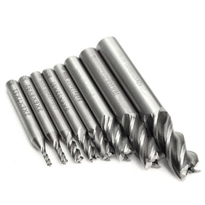 Drillpro 8pcs 2-12mm 4 Flute End Mill Cutter HSS Straight Shank Milling Cutter CNC Tool