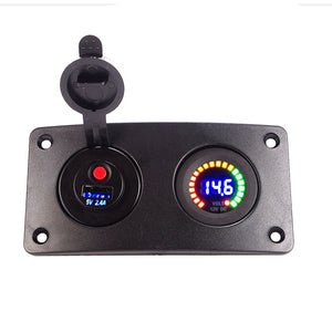 12V/24V Switch Control Panel LED USB Charger Digital Voltmeter Marine Boat