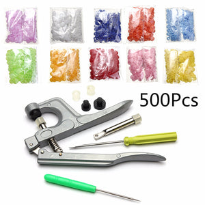 500 Sets Snap Press Plier Plastic Resin Stud Button Fastener Setter Tool Kit