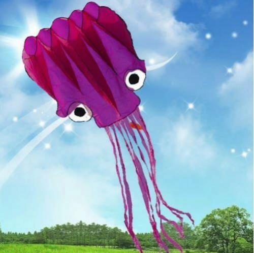 5M Large Octopus Parafoil Kite 3D Cartoon Kite with Handle & String Summer Kite Outdoor Sport Gift