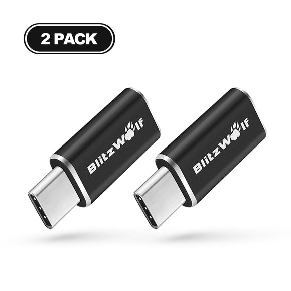 BlitzWolf BW-A3 USB Type-C to Micro USB Connector USB C Adapter 2PCS Black for Samsung S8 Plus