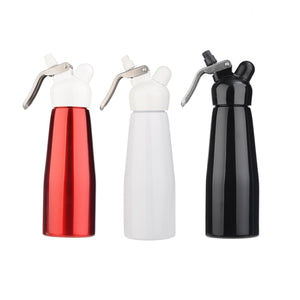 White Black Aluminum 500ML Cream Blower Cream Whipper Dispenser with Extra Nozzle Cleaning Brush