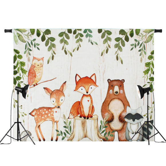 Baby Photography Backdrop Woodland Animals Birthday Party Background Prop Vinyl Decorations