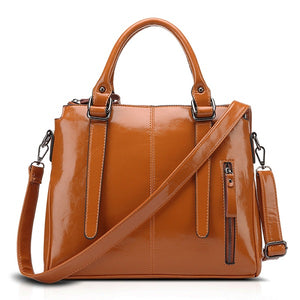 Women Quality Oil Wax Leather Elegant Handbag Shoulder Bag Crossbody Bag