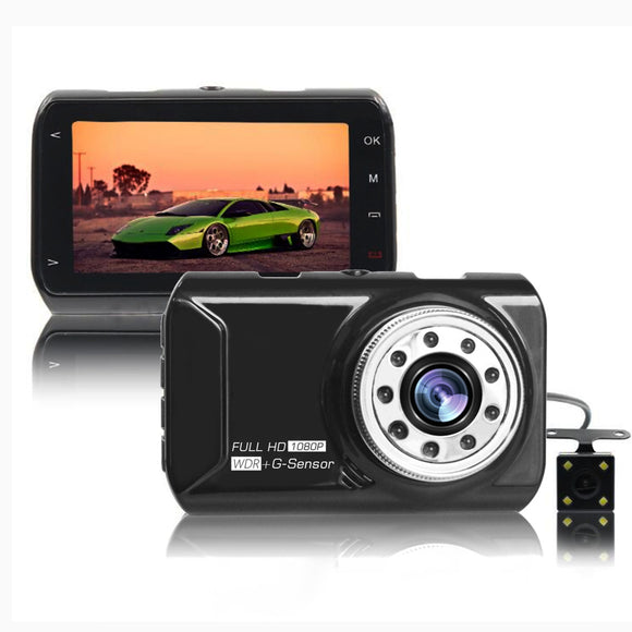 3.0 Inch Screen 1080P 170 Degree Wide Angle Dual Lens HD Driving Recorder Car DVR