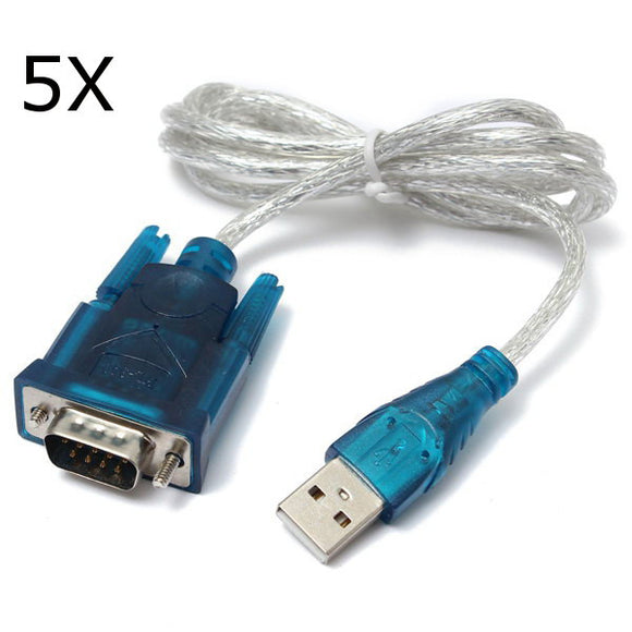 5Pcs Translucent USB To RS232 Serial 9 Pin Converter Cable Adapter