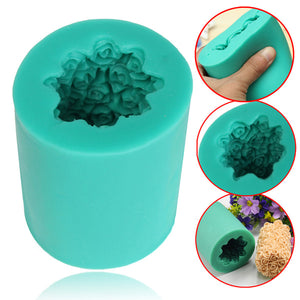 Silicone Rose Flower Candle Mold Soap Mould Cylinder Wedding DIY Baking Molds