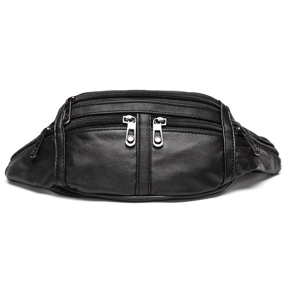 Men Business Genuine Leather Sheepskin Waist Bag