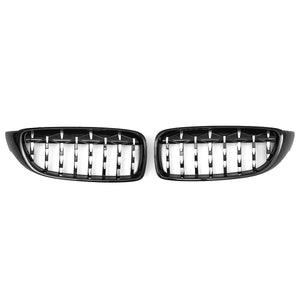 Front Kidney Grill Grille Diamond Black&Chrome For BMW M4 F32 F33 F82 F83