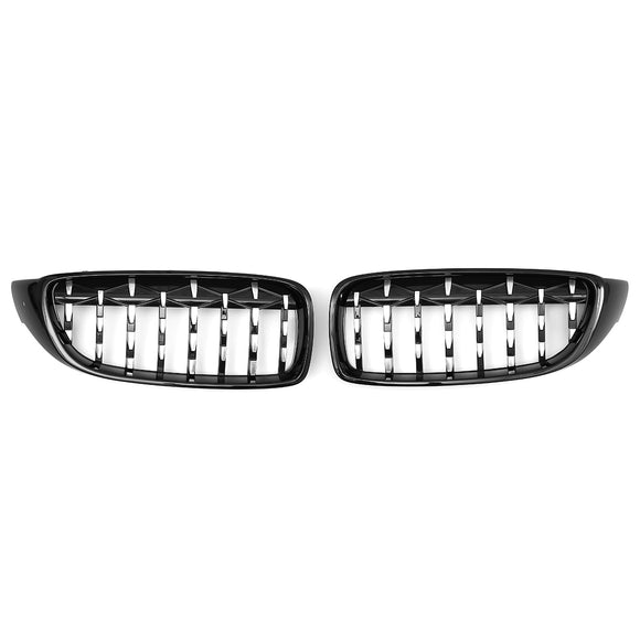 Front Kidney Grill Grille Diamond Black&Chrome For BMW M4 F32 F33 F82 F83