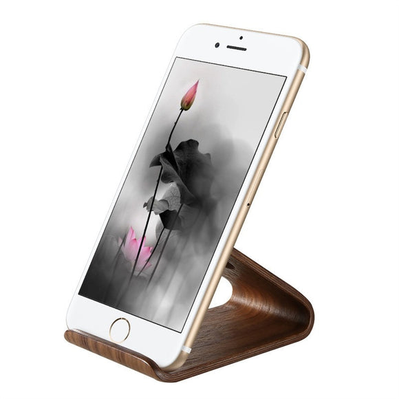 FLOVEME Natural Wooden Portable Phone Holder Desktop Tablet Stand for iPhone Samsung Xiaomi Huawei