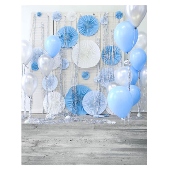 3x5FT 5x7FT Vinyl Blue Balloon Wood Floor Photography Backdrop Background Studio Prop