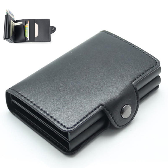 RFID Anti-magnetic Automatic Pop-up Double Aluminum Box Card Holder Wallet For Men