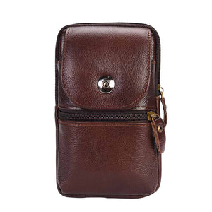 Outdoor Vertical Leather Men Sport Waist Pack Portable Zip Coin Purse Phone Bag