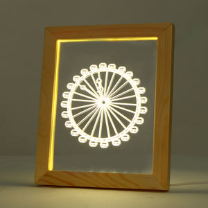 KCASA FL-719 3D Photo Frame Illuminative LED Night Light Wooden Ferris Wheel Christmas USB Lamp