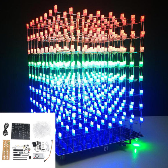 Upgraded Version DIY WIFI APP 8x8x8 3D Light Cube Kit Red Blue Green LED MP3 Music Spectrum