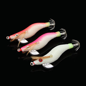 Wood Shrimp Luminous Squid Hook False Bait Fishing Gear Luminous Shrimp Bait Fish