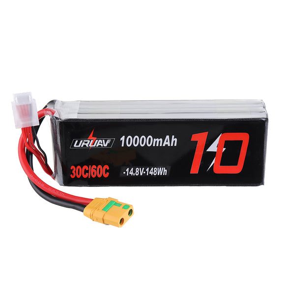 URUAV 14.8V 10000mAh 30/60C 4S Lipo Battery XT90 Plug for FPV RC Quadcopter Agriculture Drone