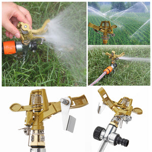 Zinc Alloy Lawn Garden Sprinkler 360 Water Spray Hose Irrigation System Tools