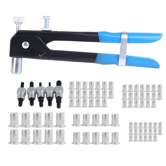 86Pcs Aluminum Alloy M3-M8 Blind Rivet Nuts Threaded Insert Rivet Tool Riveter with Rivnut Nutsert Riveting Kit Tool