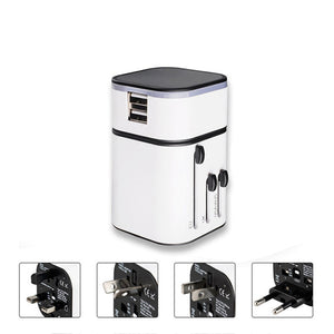 AUGIENB Universal Conversion Converter Global Charger Plug Travel Power Adapter Dual USB Ports