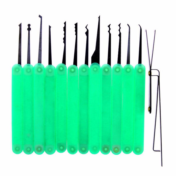 Green 12pcs Unlocking Lock Pick Set Key Extractor Tool Lock Pick Tools