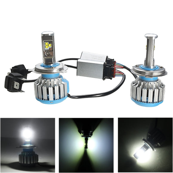 Pair 8-48V 30W 6000lm H4 Motorcycle Headlamp Hi/lo Beam Headlight DRL Driving LED Work Light IP67