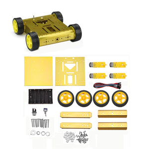 4WD Drive Gold Aluminum Mobile Robot Platform DIY Kit for Arduino UNO