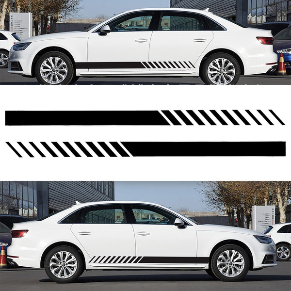 Universal 2X Car Racing Black Long Stripe Graphics Side Body Vinyl Dec Electronic Pro