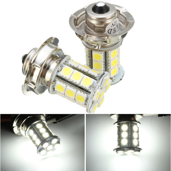 Pair 12V AC P26 S 24 SMD LED White Motorcycle Headlight Car Bulb Lamp