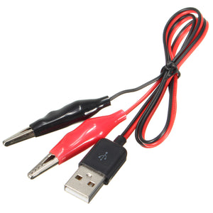 DANIU 60CM Alligator Test Clips Clamp to USB Male Connector Power Adapter Cable Wire