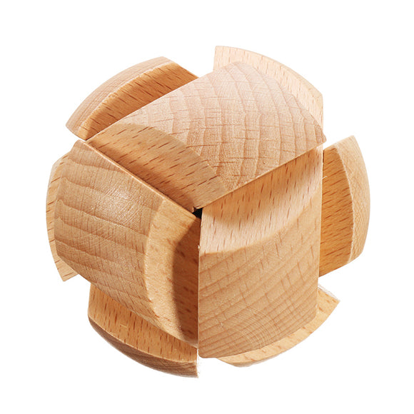 Kong Ming Lock Toys Children Kids Assembling Challenge 3D Puzzle Cube IQ Brain Wooden Toy