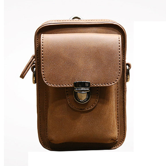 7inch Cell Phone Waist Bag Men Retro PU Leather Waist Bag Crossbody Bag