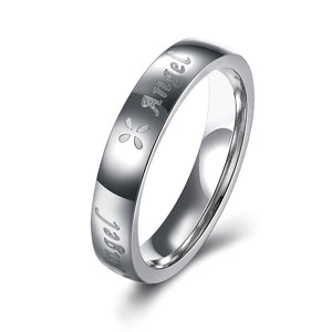 Angel Silver Stainless Steel Couple Lover Birthday Gift Ring Women Men Jewelry