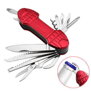 K-Master 11 in 1 Stainless Steel Army Survival Folding Knife Multifunction Scissors Saw Fishing