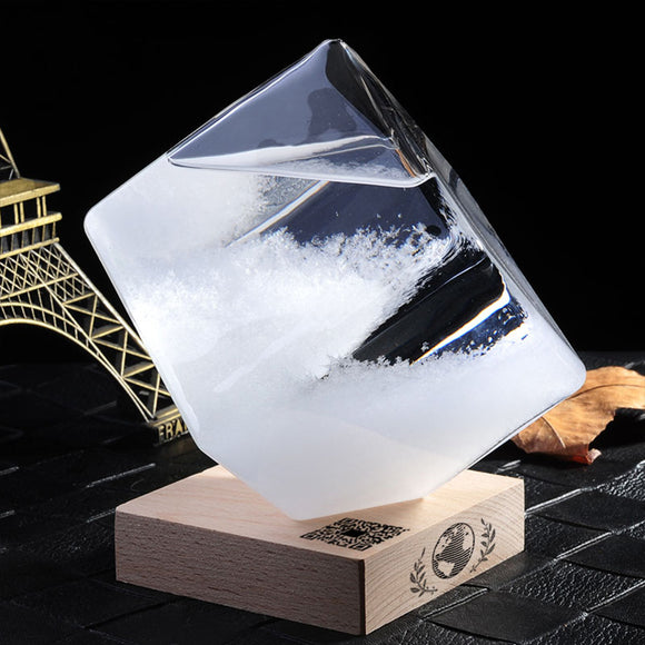 Weather Forecast Crystal Storm Glass Cube Shape Forecaster Bottle Barometer Decor Gift