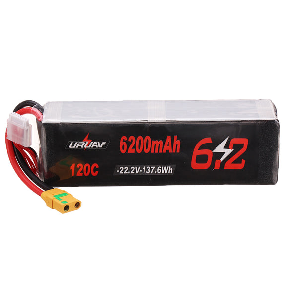 URUAV 22.2V 6200mAh 120C 6S Lipo Battery XT90 Plug for RC Drone