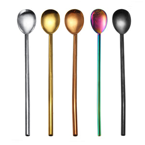 2 in 1 Spoon Drinking Straw Stainless Steel 304 Drinking Coffee Straw Stirring Spoon Straws Spoon & Straw