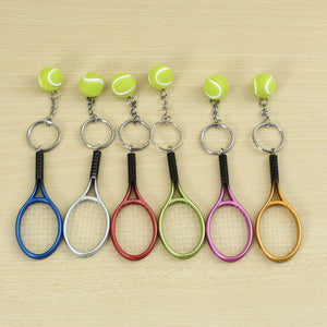 Multi-color Sport Tennis Ball Racket Key Chain Collectable Key Rings