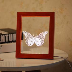 KCASA FL-717 3D Photo Frame Illuminative LED Night Light Wooden Butterfly Christmas USB Lamp