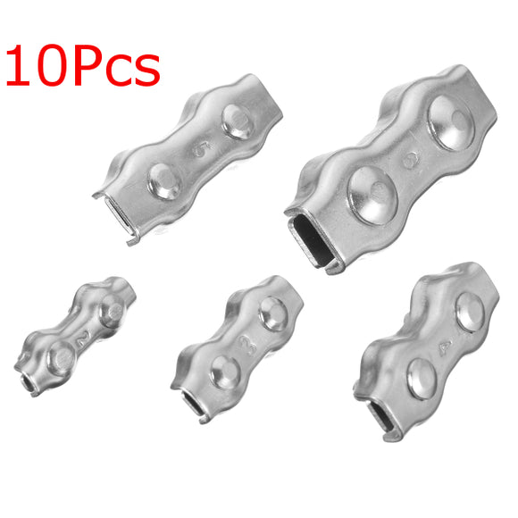 10Pcs Stainless Steel Duplex Clip Wire Cable Rope Grips Clamps Caliper 2mm-6mm