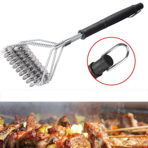 18inch Picnic BBQ Barbecue Cleaning Brush Stainless Steel Woven Wire Grill Cleaner Tool