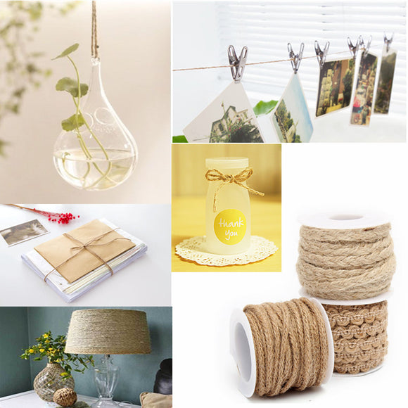 5M Natural Hessian Rope Burlap Ribbon DIY Craft Vintage Wedding Party Home Decor